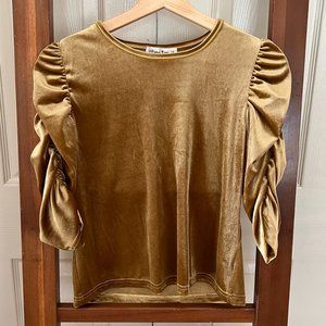 Orchid Lane Gold Velvet Girls dressy top